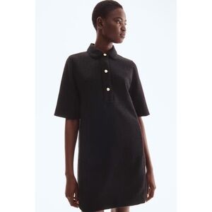 H&M I NWT Bouclé Dress with Collar, Black & Gold